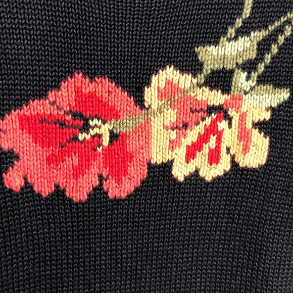 J M collections vintage graphic image petite black knit sweater - Picture 3 of 8